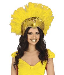 Gul samba fjerhovedpynt
