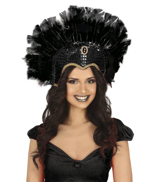 Sort samba fjerhovedpynt