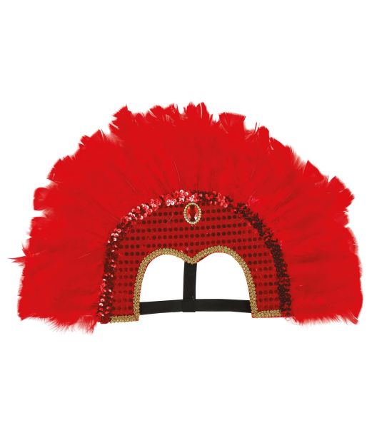 Rød samba fjerhovedpynt