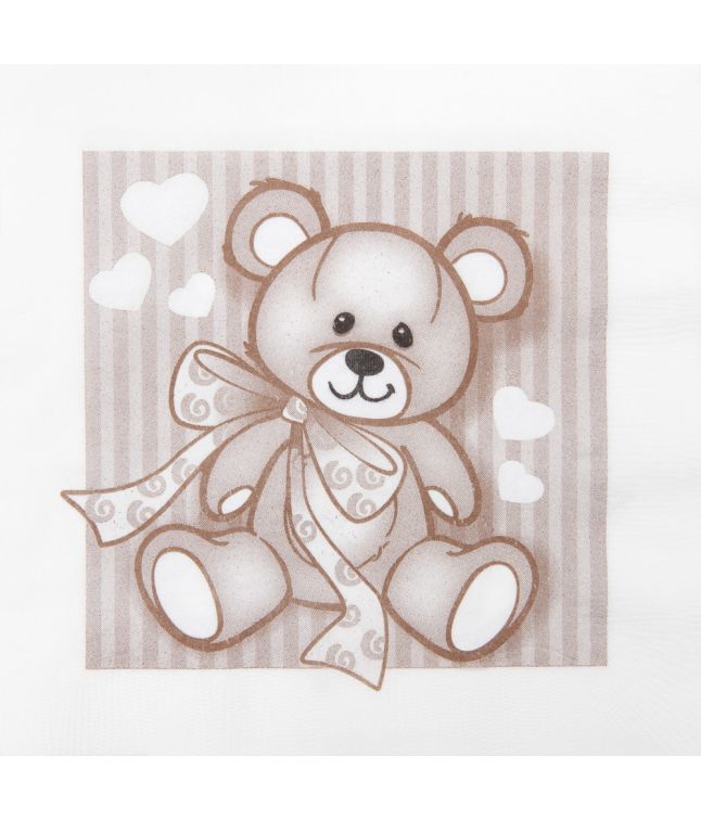 Bamse servietter, brun 33x33 cm