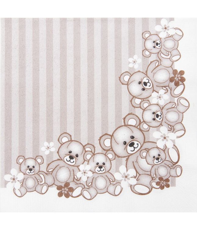 Små bamser servietter, brun 33x33 cm