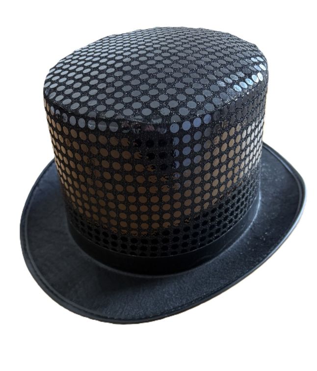 Høj hat med sorte pailletter