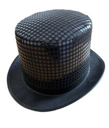 Høj hat med sorte pailletter