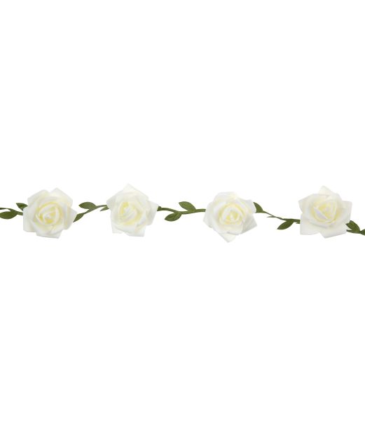 Hvid rose guirlande, 120 cm