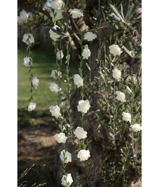 Hvid rose guirlande, 120 cm