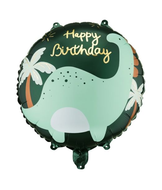 Dinosaur folieballon Happy Birthday, 45 cm.