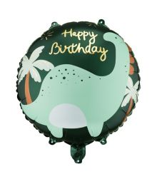 Dinosaur folieballon Happy Birthday, 45 cm.