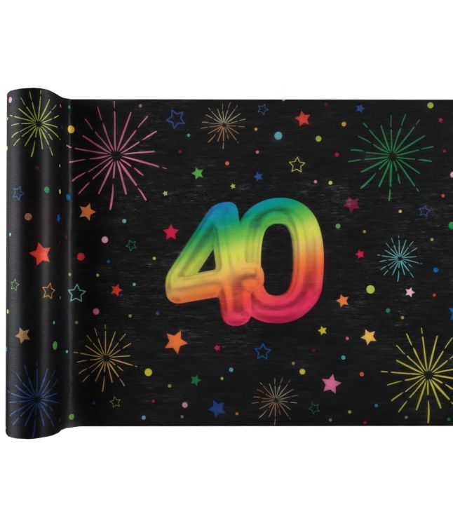 Sort og regnbue bordløber, 40 år