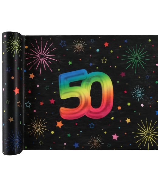 Sort og regnbue bordløber, 50 år