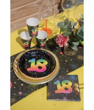 Sort og regnbue paptallerken, 18 år