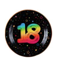 Sort og regnbue paptallerken, 18 år