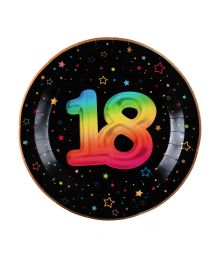Sort og regnbue paptallerken, 18 år