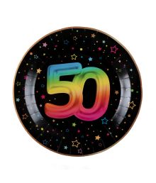 Sort og regnbue paptallerken, 50 år