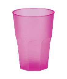 Pink plast drikkeglas 420ml, 6 stk