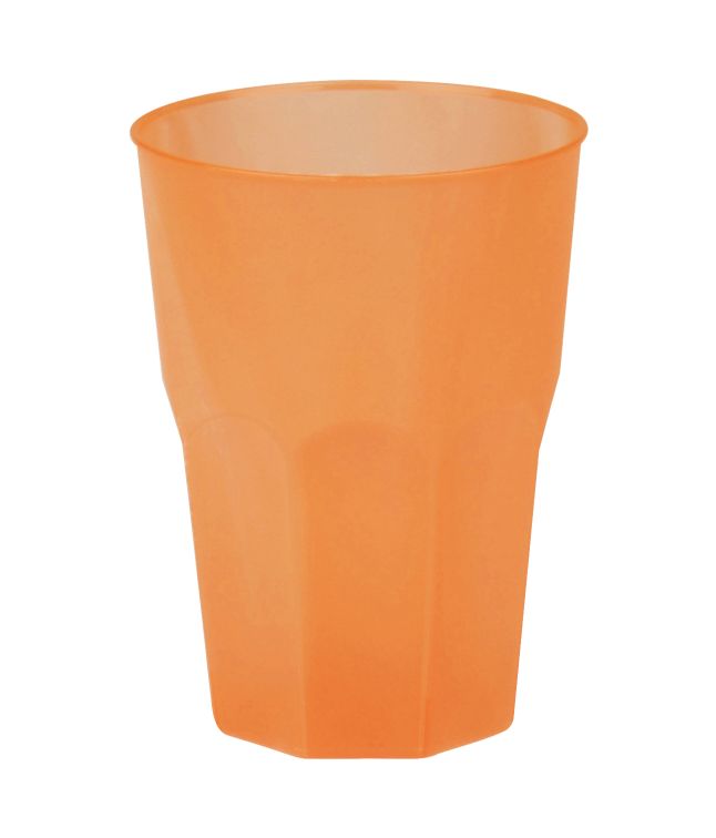 Orange plast drikkeglas 420ml, 6 stk