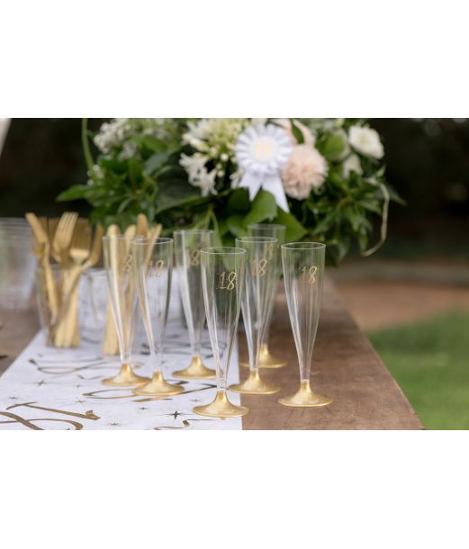 Champagneglas med guldfod, 18 år