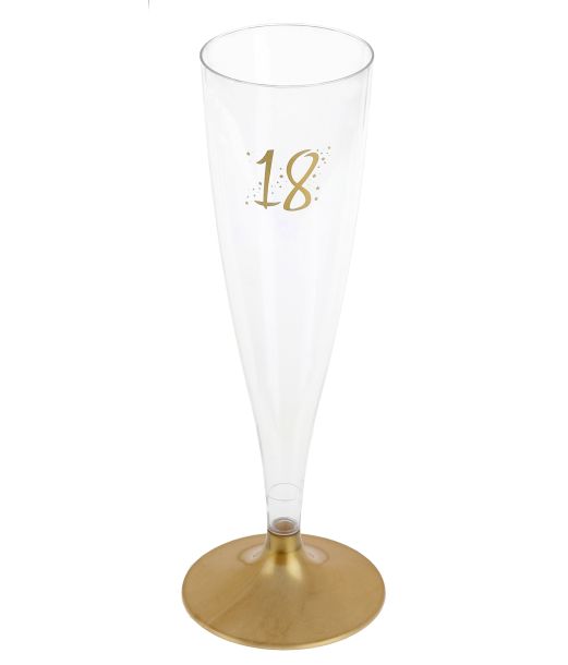 Champagneglas med guldfod, 18 år