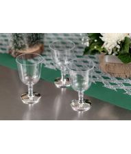 Klare plastik vinglas med sølv fod, 6 stk