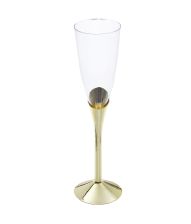 Plastik champagneglas med guld fod, 6 stk
