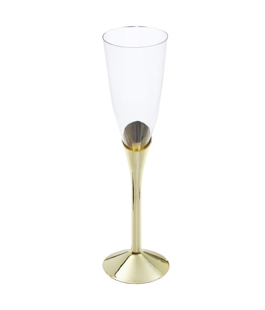 Plastik champagneglas med guld fod, 6 stk