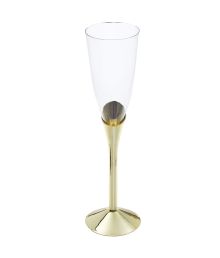 Plastik champagneglas med guld fod, 6 stk