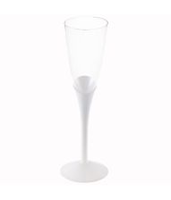 Plastik champagneglas med hvid fod, 6 stk