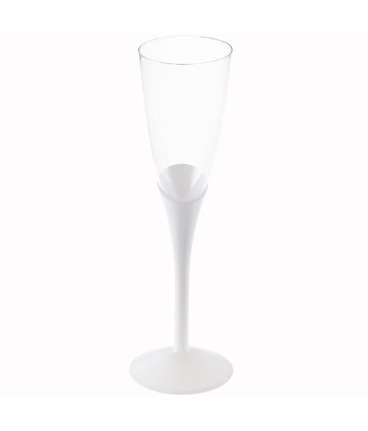 Plastik champagneglas med hvid fod, 6 stk