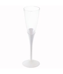 Plastik champagneglas med hvid fod, 6 stk
