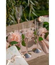 Plastik champagneglas med rose gold fod, 6 stk