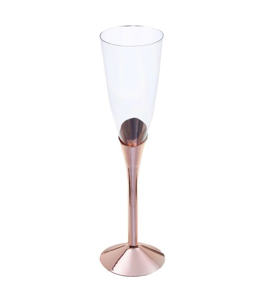 Plastik champagneglas med rose gold fod, 6 stk