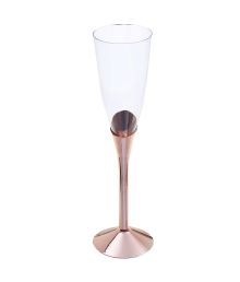 Plastik champagneglas med rose gold fod, 6 stk