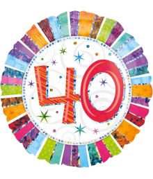 Folieballon 40 år Holografisk, 45 cm