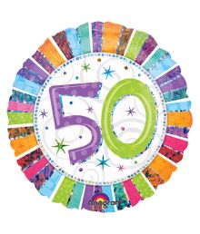 Folieballon 50 år Holografisk, 45 cm