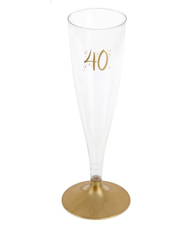 Champagneglas med guldfod, 40 år