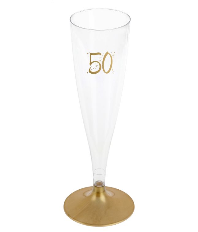Champagneglas med guldfod, 50 år
