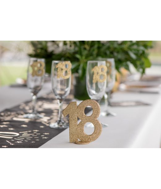 Borddekoration i guld glimmer, 18 år
