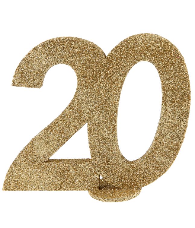 Borddekoration i guld glimmer, 20 år