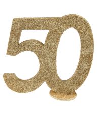 Borddekoration med guld glimmer, 50 år