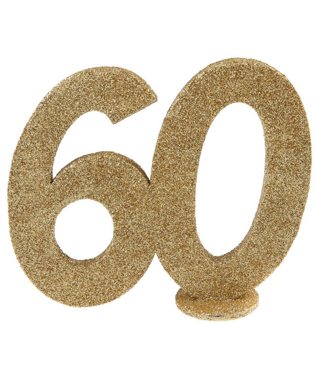 Borddekoration med guld glimmer, 60 år