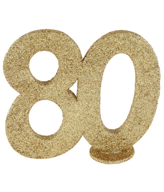 Borddekoration med guld glimmer, 80 år