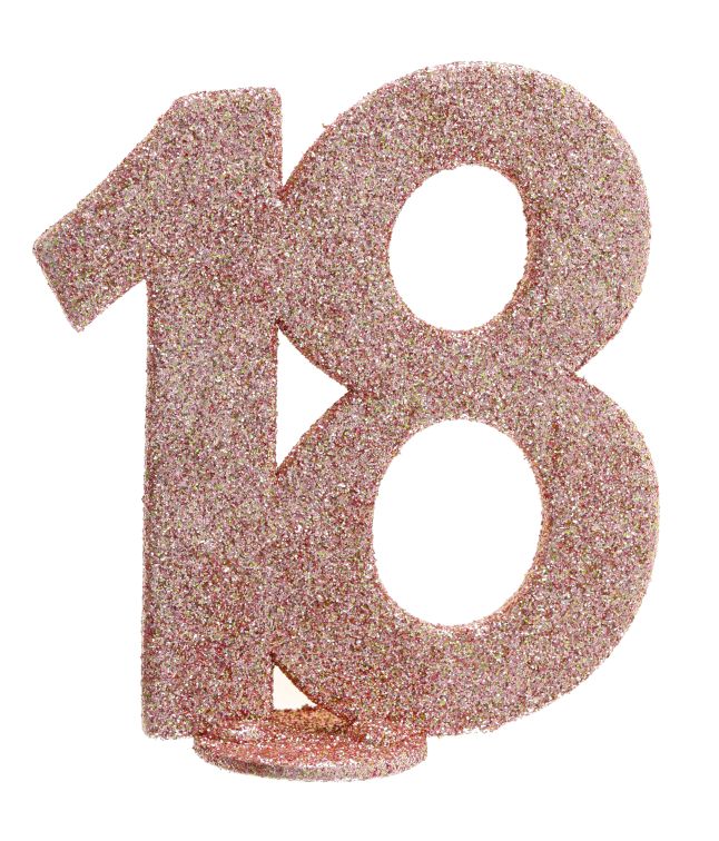 Borddekoration med rose gold glimmer, 18 år