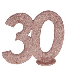 Borddekoration med rose gold glimmer, 30 år