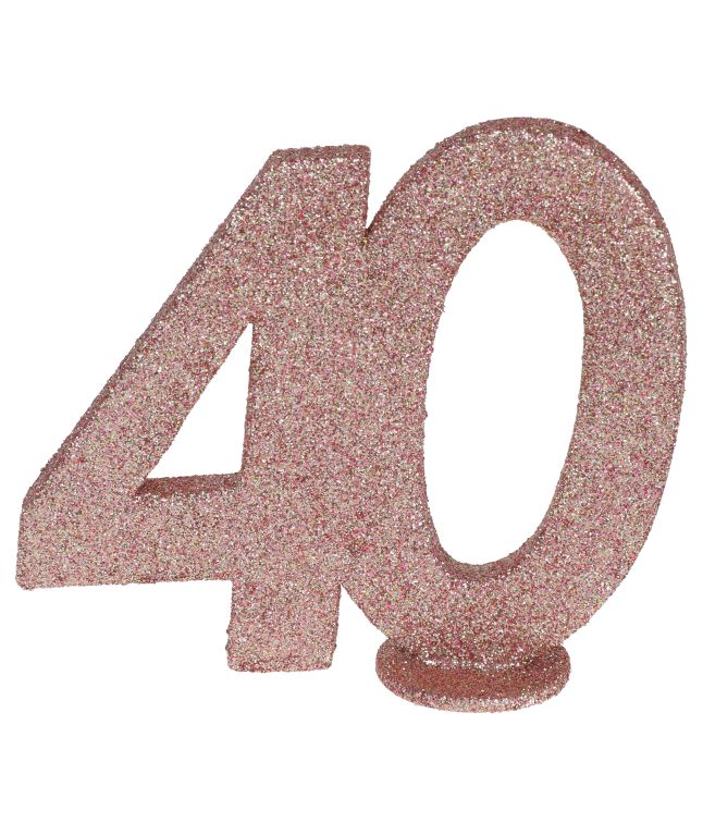 Borddekoration med rose gold glimmer, 40 år