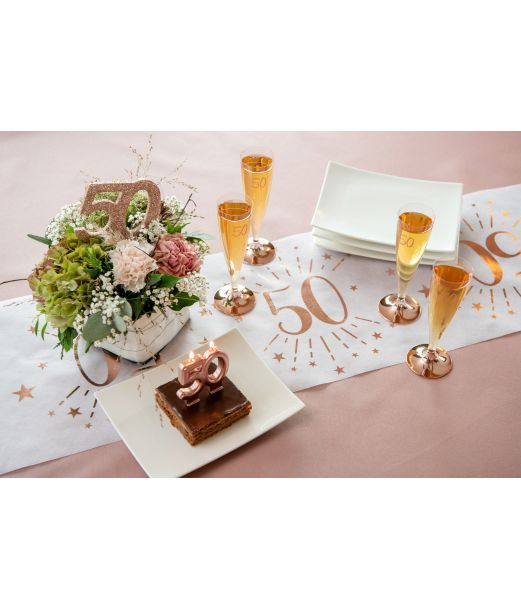 Borddekoration med rose gold glimmer, 50 år