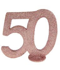 Borddekoration med rose gold glimmer, 50 år