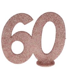 Borddekoration med rose gold glimmer, 60 år