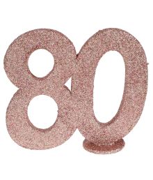 Borddekoration med rose gold glimmer, 80 år