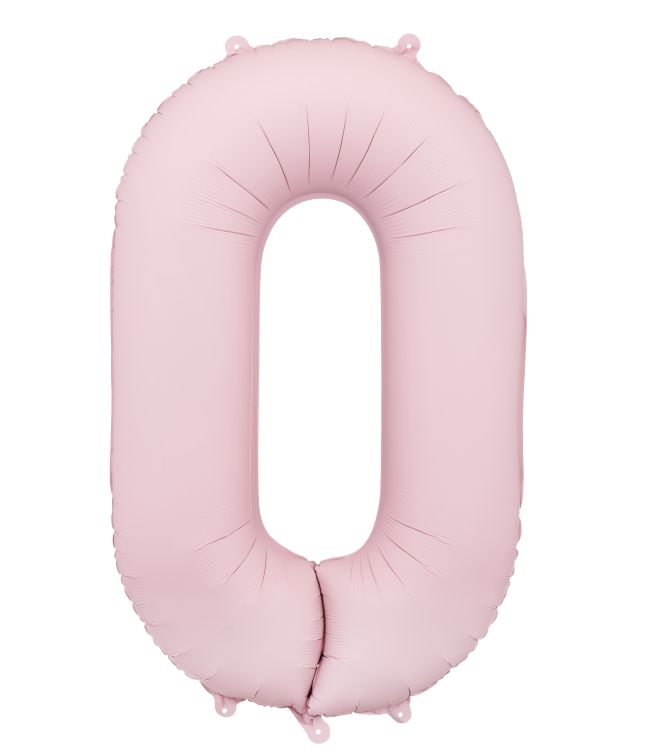 Lyserød tal folieballon 0, 86cm