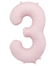 Lyserød tal folieballon 3, 86 cm