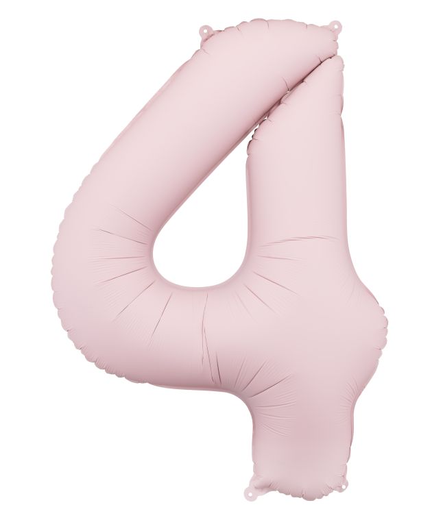 Lyserød tal folieballon 4, 86 cm